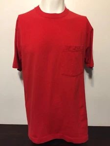 Vintage 1980s BVD Premium Series Red T-Shirt L Pocket Blank Cotton Made In USA - Picture 1 of 6