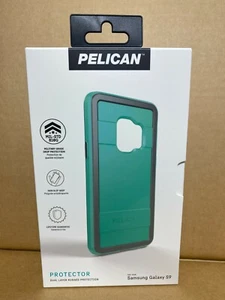Funda protectora Galaxy S9 Pelican delgada de doble capa suave al tacto gris aguamarina - Imagen 1 de 2