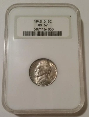 NGC 1943 D Jefferson Silver Nickel MS67 OH* - Image 1 of 2