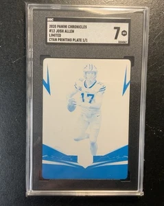 2020 Panini Chronicles #12 Josh Allen Cyan Printing Plate One Of One SGC 7 - Picture 1 of 4