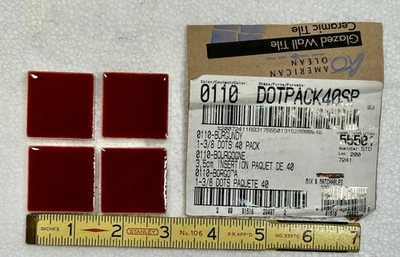4 uds.  Borgoña brillante: azulejos de cerámica 1-3/8" puntos de inserción, American Olean #110 Foto 1 de 4