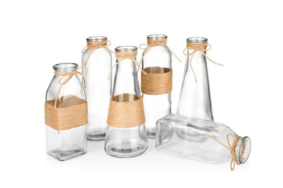 Juego de 6 jarrones de vidrio Opps formas únicas diseño creativo de cuerda transparente Foto 1 de 4