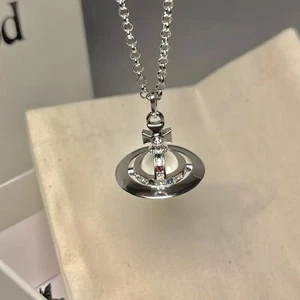 Vivienne Westwood Silver Medium 3D Glass Clear Orb Charm Chain Pendent Necklace - Picture 1 of 7