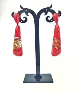 Sobral Orlando Gleine Rot & Gold Metalique Künstlergefertigte Ohrstecker - Bild 1 von 6