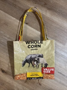 Upcycling Futtertasche Tragetasche, Handarbeit, umfunktioniert, wiederverwendbar Einkaufstasche Mais - Bild 1 von 3