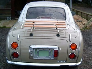 Boot / luggage rack for Nissan Figaro stainless steel with wood slats s/s - Picture 1 of 5