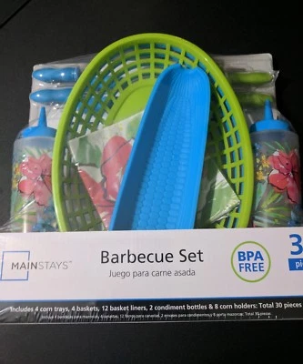 Mainstays 30 Piece Barbeque Set BPA free picnic accessories outdoor cooking NEW - Image 1 of 4