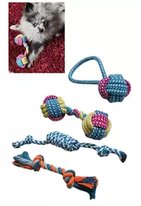 New 4 Pack Braided Rope Knot Ball Tug Durable Dog Toys for Small Medium.. - Picture 1 of 13