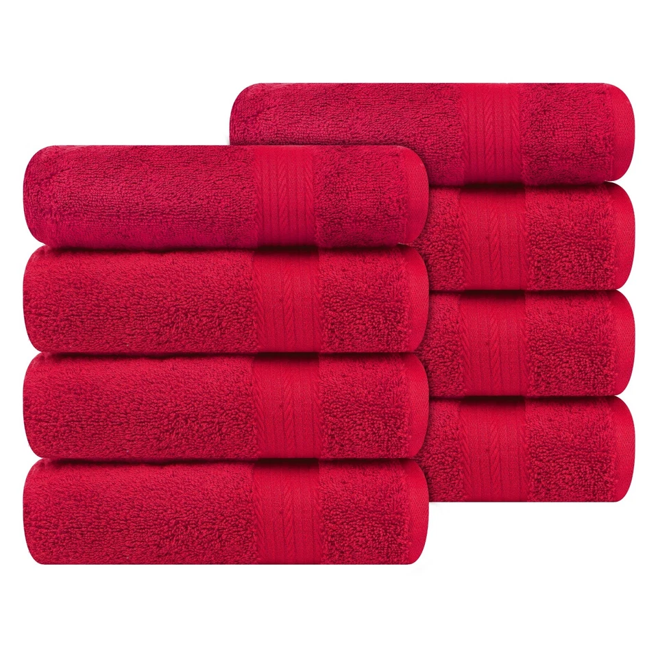 Ample Decor Hand Towel Pack of 8 Highly Absorbent 100% Cotton 600 GSM Thick  - Image 1 of 3