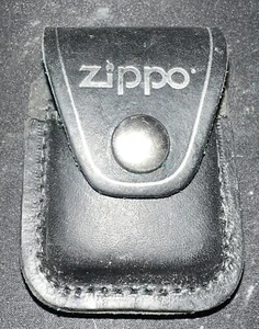 Zippo Black Genuine Leather Lighter Pouch/Case/Holder Belt Clip Used Made in USA - Picture 1 of 3