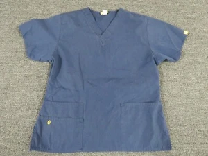 Wink Scrub Top Womens Medium Blue Short Sleeve V Neck Pockets - Picture 1 of 10