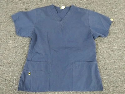 Blusa Médica Wink para Mujer Azul Medio Manga Corta Bolsillos Cuello en V Foto 1 de 4