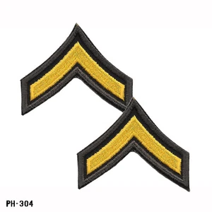 Private Chevron Sleeve Rank Patches, Pair ~ Brown & Yellow ~ NEW ~ Gemsco USA - Picture 1 of 1