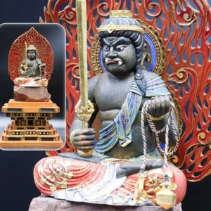 Japanese, Japan,Fudo Myo-o, Acala, Buddhism, wooden, statue Buddha 44cm 伊 - Picture 1 of 12