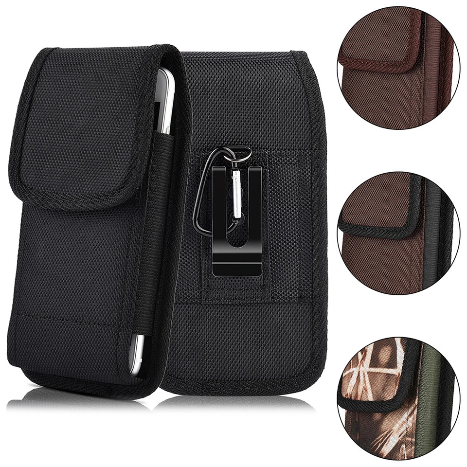 Cell Phone Pouch Waist Belt Bag Buckle Nylon With Belt Loop Metal Clip Holster - Image 1 of 4