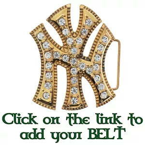 Fibbia cintura dorata New York Yankies NYC America rapper USA biker metallo diamante - Foto 1 di 2