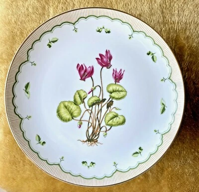 VTG GEORGES BRIARD VICTORIAN GARDENS "CYCLAMEN" PEDESTAL CAKE PLATE - Image 1 of 4