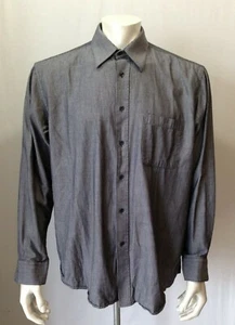 Nicole Miller Men's Dress Shirt Size 16-16 1/2 Gray Pinstriped L/S Button Down - Picture 1 of 5