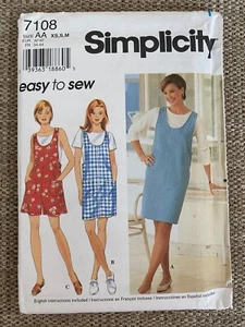 1990's Simplicity Misses' Jumper and Romper Pattern 7108 Size XS-S-M UNCUT NEW - Picture 1 of 2
