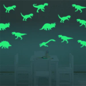 9Pcs Glow in the Dark Luminous Dinosaur Sticker Kid Room Wall Art Decoration .of - Picture 1 of 6