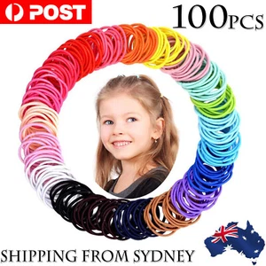 100x Hair Ties Elastic Band Snagless Ponytail Tie School Bubbles Various Colours - Picture 1 of 12