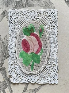 Image Pieuse / Canivet dentelle  Sainte Cécile - volet à décor de rose - Imagen 1 de 3