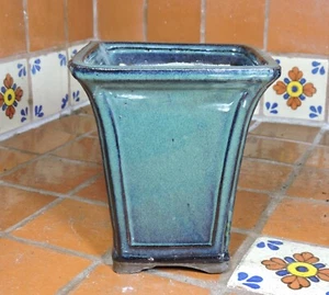 Yixing 7" High Quality Green Blue Glazed Semi Cascade Pot Bonsai Pots - Picture 1 of 7
