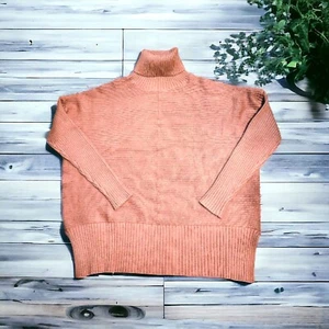 Turtleneck Sweater Women's Size M Mauve Horizontal Knit So Soft Teen Cozy Comfrt - Picture 1 of 8