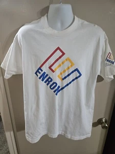 Vintage Enron Graphic Tee Shirt White Men’s XL Colorful Logo Fruit Of The Loom - Picture 1 of 8