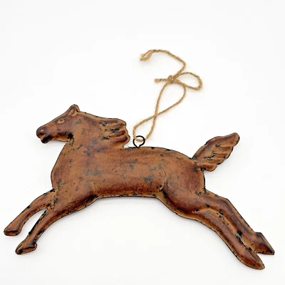 Tin Metal Galloping Horse Wall Art Hanging Folk Art Rustic Western Decor 11.5" - Image 1 of 4