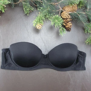 Hanes Bra Size 34B Black Strapless Padded Push-Up Underwire Clasp Back - Picture 1 of 8