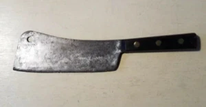 Vintage Meat Cleaver Carbon Steel Blade Kitchen Butcher Knife Green River Works? - Picture 1 of 12