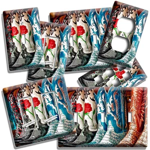 COWGIRL STIEFEL BUNT ROSE LICHTSCHALTER STECKDOSE RUSTIKAL LANDHAUS WANDTELLER DEKO - Bild 1 von 33