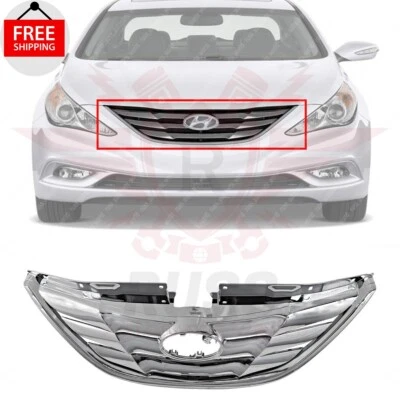 New Front Grille Assembly Chrome Plastic Fits 2011-2013 Hyundai Sonata HY1200154 Foto 1 de 4
