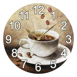 Coffee Cup Beans Wall Clock Non Ticking Silent Kitchen Clock Large Decorative... - Picture 1 of 6