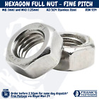 🇬🇧 M8 (1mm) & M10 (1.25mm) FINE PITCH HEXAGON FULL NUTS A2 STAINLESS DIN 934