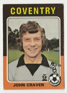 Topps Football rojo y gris espalda 1975 #114 - John Craven - Coventry City - Imagen 1 de 2