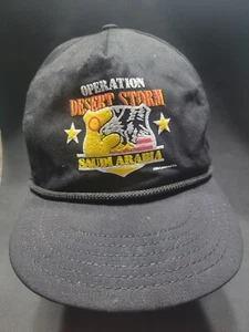 Vintage Operation Desert Storm Hat Saudi Arabia Black Cap - Picture 1 of 5