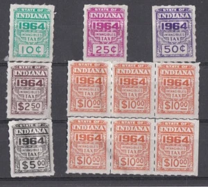 USA INDIANA MNH 1964 11 INTANGIBLE TAX STAMPS FACE = 38.35 - Picture 1 of 1