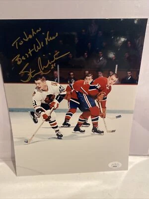 Foto firmada por Stan Mikita 8 x 10 Chicago Blackhawk a John certificado de autenticidad JSA Foto 1 de 4
