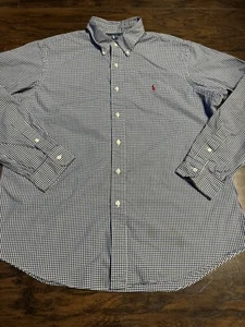 Polo Ralph Lauren camicia uomo personalizzata con bottoni taglia XL cotone blu a quadri - Foto 1 di 8
