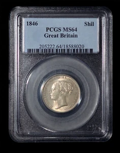 PCGS MS64 Great Britain 1846 Queen Victoria Silver One Shilling - Picture 1 of 4