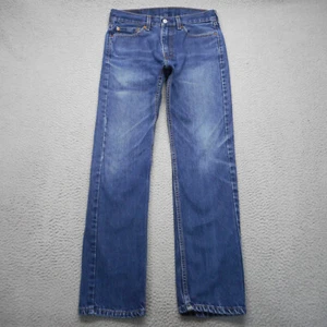 Levis Jeans Mens 30x32 Blue 505 Regular Straight 100% Cotton Denim Whiskers - Picture 1 of 16