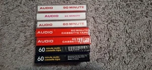 (7) Blank Audio Cassette (6) 60 minute, (1) 90 minute walmart & audio brand - Picture 1 of 6