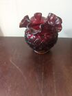 Vintage Fenton Art Glass Ruby Diamond Star Rose Bowl Vase
