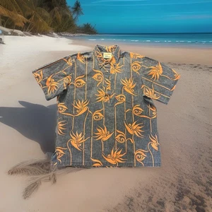 Reyn Spooner Vintage Reverse Print Pullover Hawaiian Mens S/S Size XL Floral - Picture 1 of 10