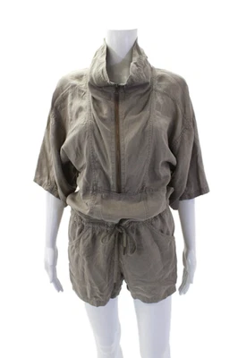 Женский комбинезон T Alexander Wang с высоким воротником и коротким рукавом на молнии серо-коричневый размер XS - Изображение 1 из 4