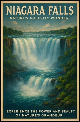 Niagara Falls Vintage Travel Art Illustation Travel Poster - Image 1 of 4