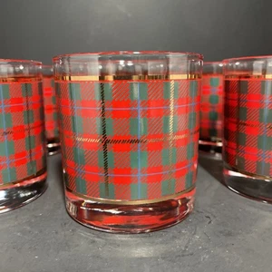 8 Crowning Touch Scottish Plaid Lowball Old Fashioned Glasses 10 oz Vintage Gift - Picture 1 of 8