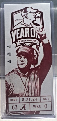 Alabama Crimson Tide Kalen Deboer Primer Juego Boleto Comercial Como Nuevo 8.31.2024 Foto 1 de 4